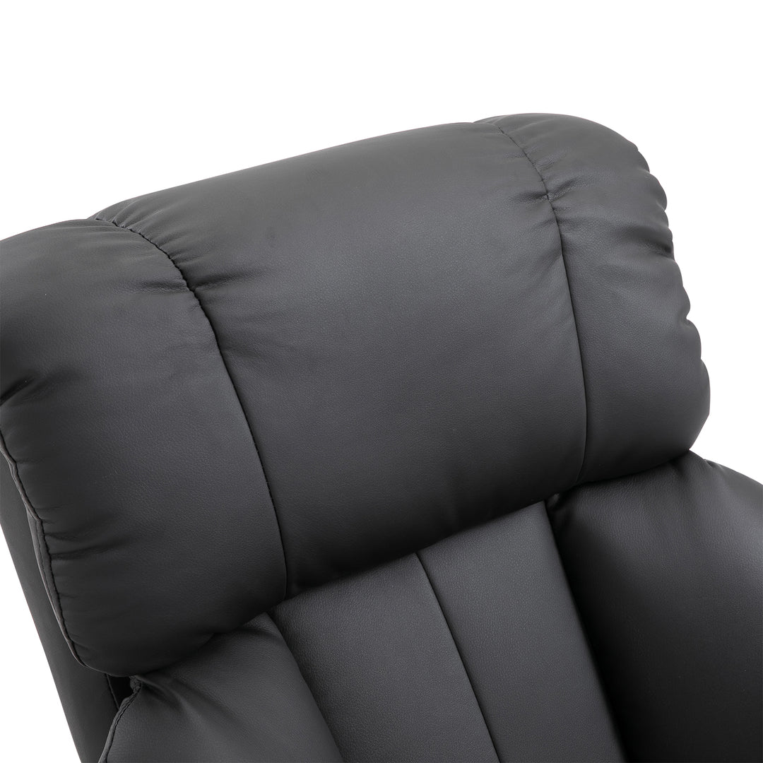 Lænestol med fodskammel, massagestol med lænefunktion, elektrisk lænestol med fjernbetjening, tv-stol med sidelomme, kunstlæder, sort