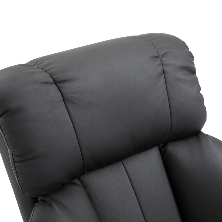 Lænestol med fodskammel, massagestol med lænefunktion, elektrisk lænestol med fjernbetjening, tv-stol med sidelomme, kunstlæder, sort