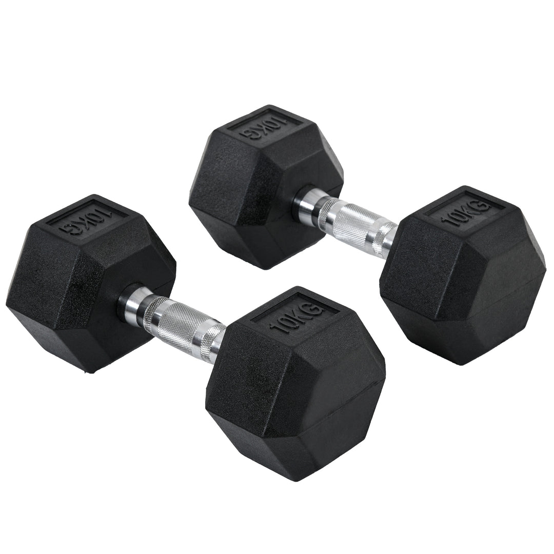 Sekskantede håndvægte, sæt med 2 håndvægte med riflede håndtag, støbejerns håndvægtsæt, 2 x 10 kg, håndvægte til mænd og kvinder, hjemme, fitnesscenter, styrketræning