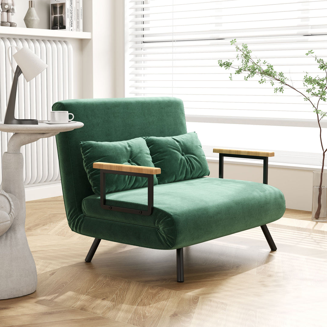 4-i-1 sovesofa med sovefunktion, fløjlslook, 183x98,5 cm, grøn