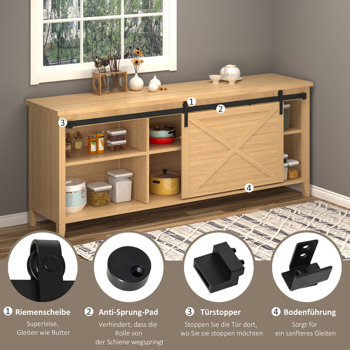 200 cm skydedør komplet sæt skydedørsbeslag med gulvskinne, ruller skydedørssystem til enkelt træskydedør