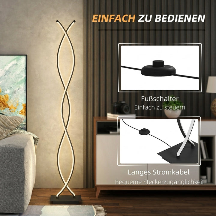LED-gulvlampe dæmpbar 144 cm gulvlampe med fodkontakt sort