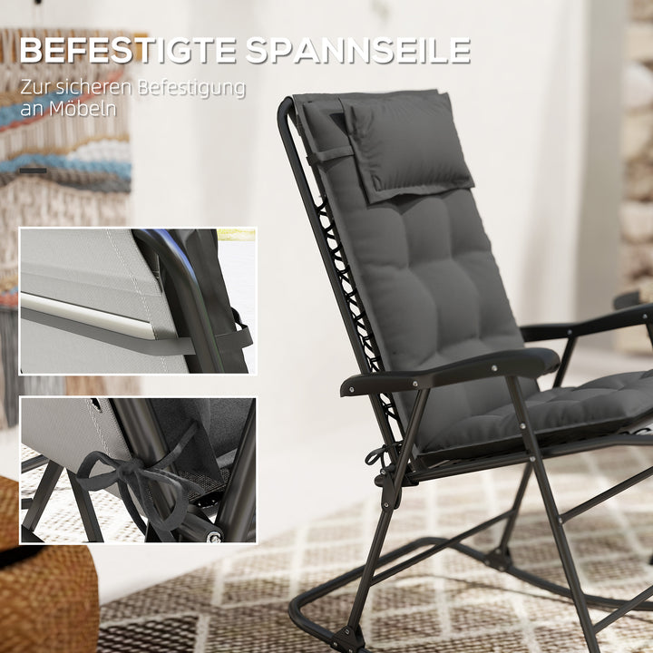 Sæt med 2 hynder til liggestol, vandafvisende hynde til haveliggestol, hynde 50x116x5 cm, mørkegrå