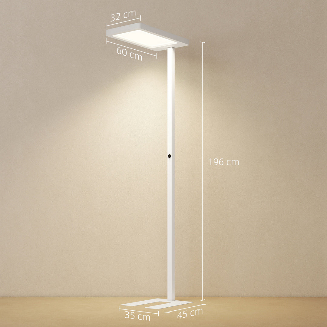 LED-gulvlampe, øjenvenligt lys, gulvlampe med fjernbetjening, justerbar lysstyrke, plastik, metal, hvid
