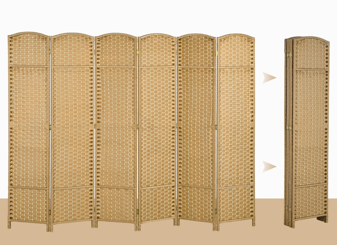 6-Panels rumdeler, foldbar privatlivsskærm til stue, soveværelse, hjemmekontor, træ
