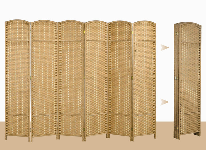 6-Panels rumdeler, foldbar privatlivsskærm til stue, soveværelse, hjemmekontor, træ