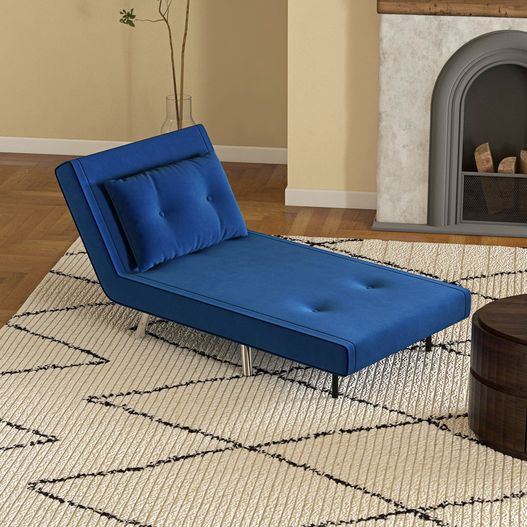 Lænestol med lænefunktion, knapsyninger, linnedlook, 77 cm x 88 cm x 83 cm, blå