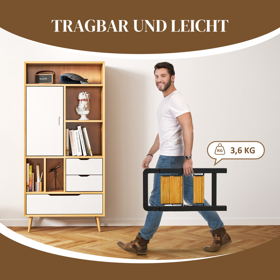 2-Trins metalstige med skridsikker platform, sort