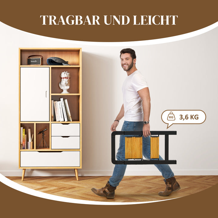 2-Trins metalstige med skridsikker platform, sort