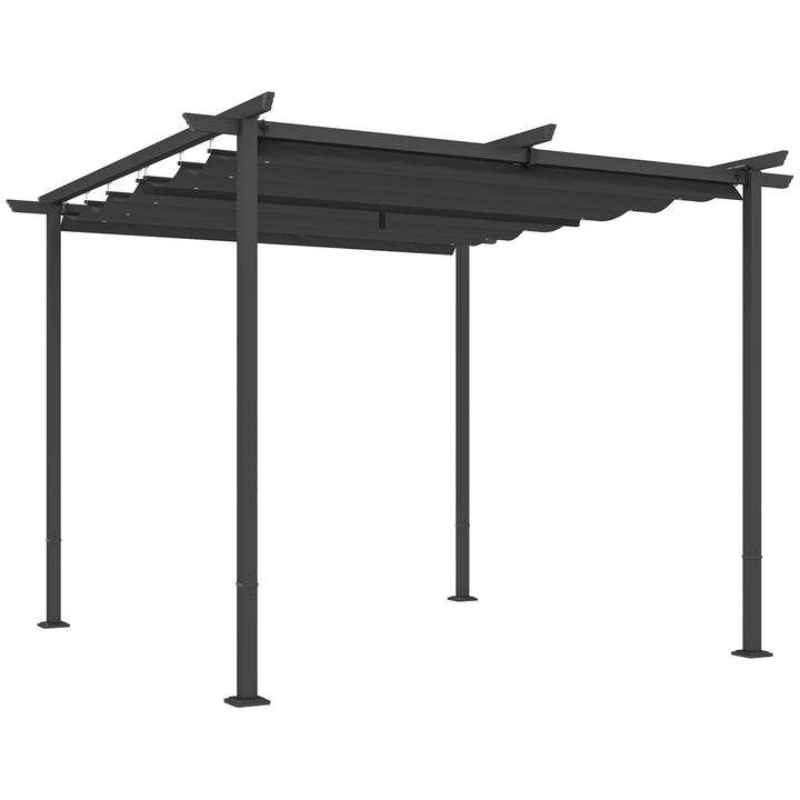 3 x 3 m havepergola med justerbart tag, metalramme, UPF30+ beskyttelse, solskærm til veranda, terrasse, mørkegrå