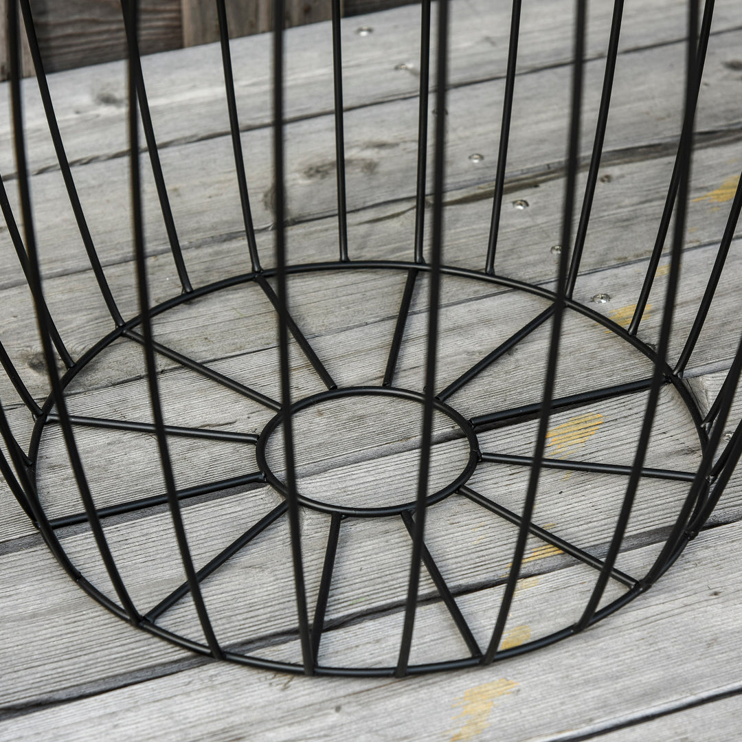 Sæt med 3 sofaborde, sideborde, havebord, retro metalkurv, trådkurv, haveindskudsborde, havemøbler, udendørs balkon, metal, naturlig + sort, 3 størrelser