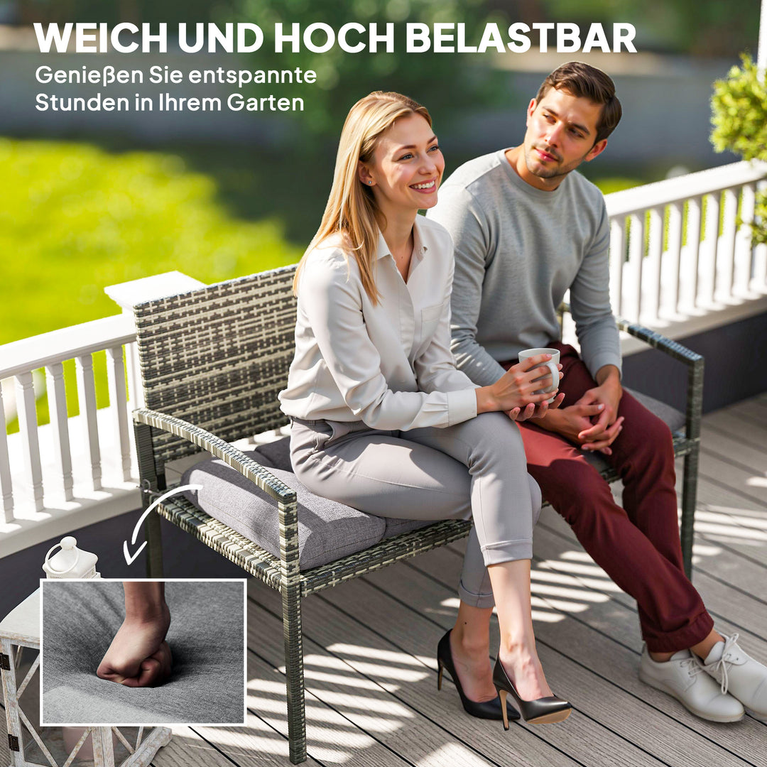 Bænkhynde 105 x 46 x 12,5 cm med bånd, udendørs siddehynde til havemøbler, bænk, grå