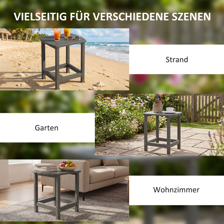 Havebord, vejrbestandigt balkonbord lavet af HDPE, udendørs spisebord/campingbord til have, terrasse, balkon, 48x37x46 cm, grå