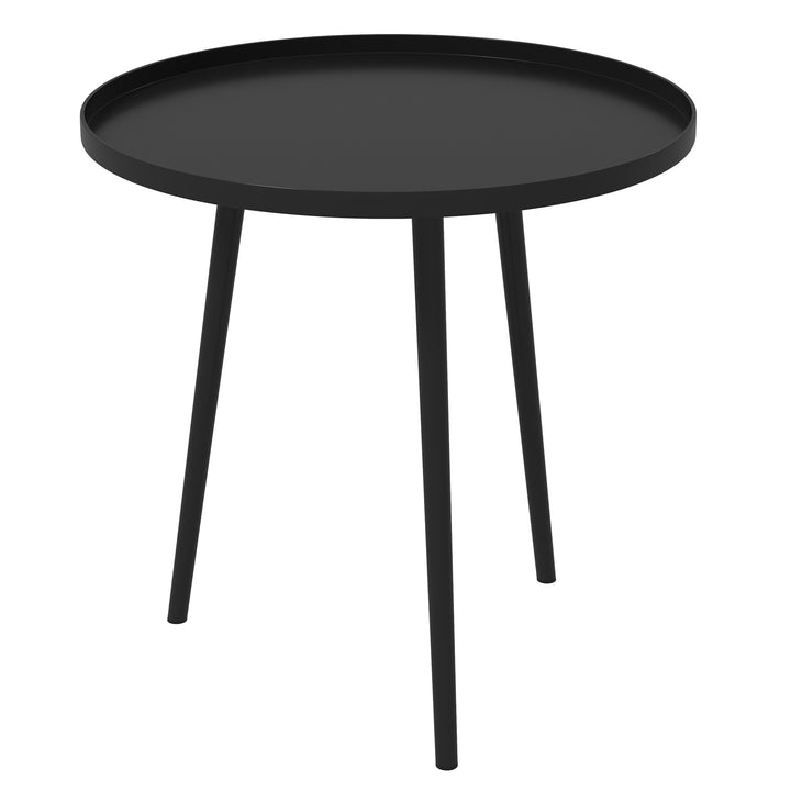 Udendørs sidebord, havebord, rundt terrassebord, stål, 40 x 50 cm, sort