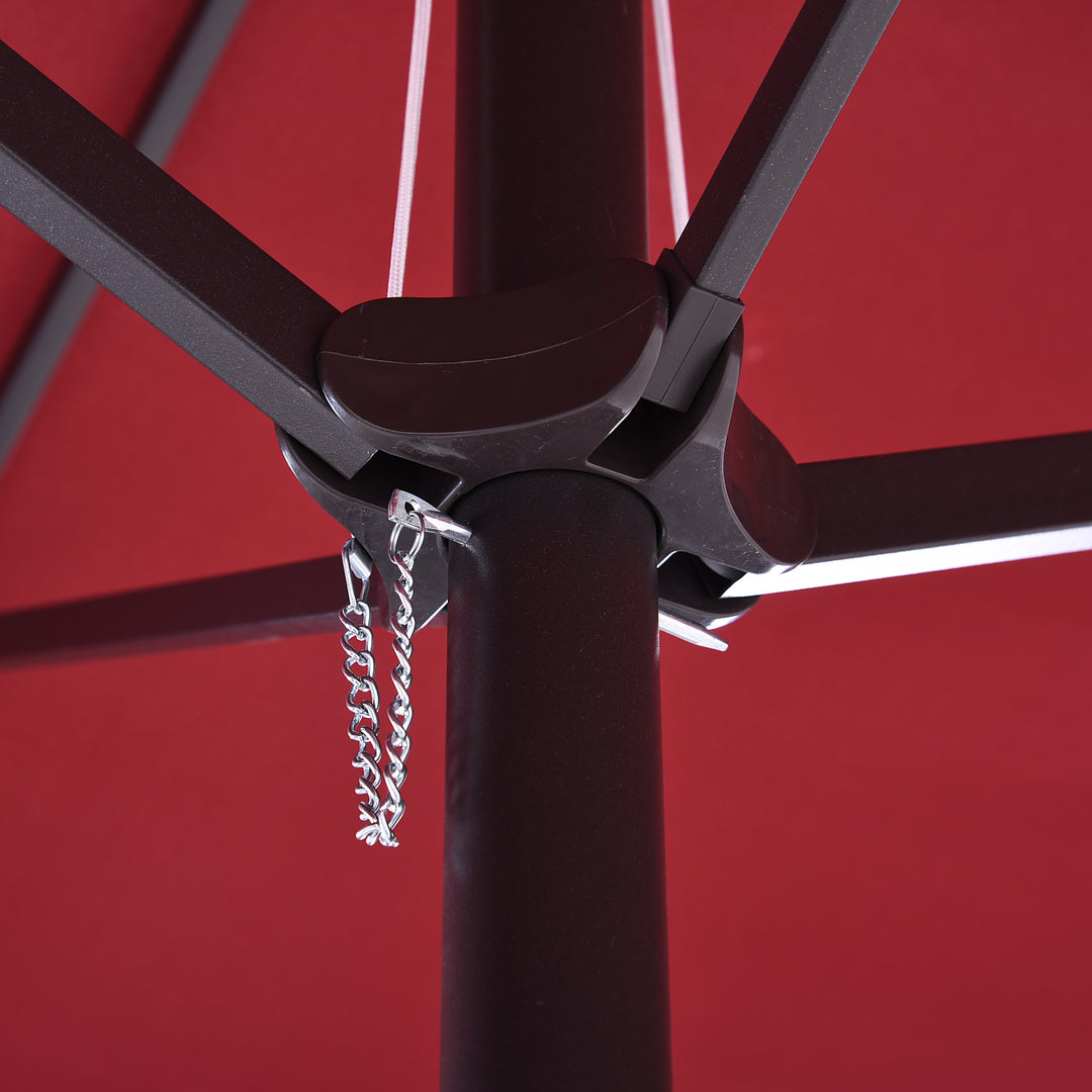 Dobbeltparasol 455 x 270 cm haveparasol med håndsving oval stabil metalstang markedsparasol dobbeltparasol terrasseparasol solbeskyttelse til strand balkon terrasse have vinrød