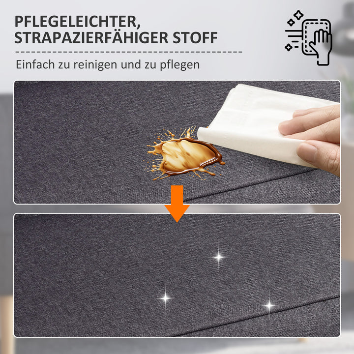 2-Personers sofa, blød polstring, letplejeligt betræk, op til 150 kg, 117 x 56,5 x 77 cm, mørkegrå