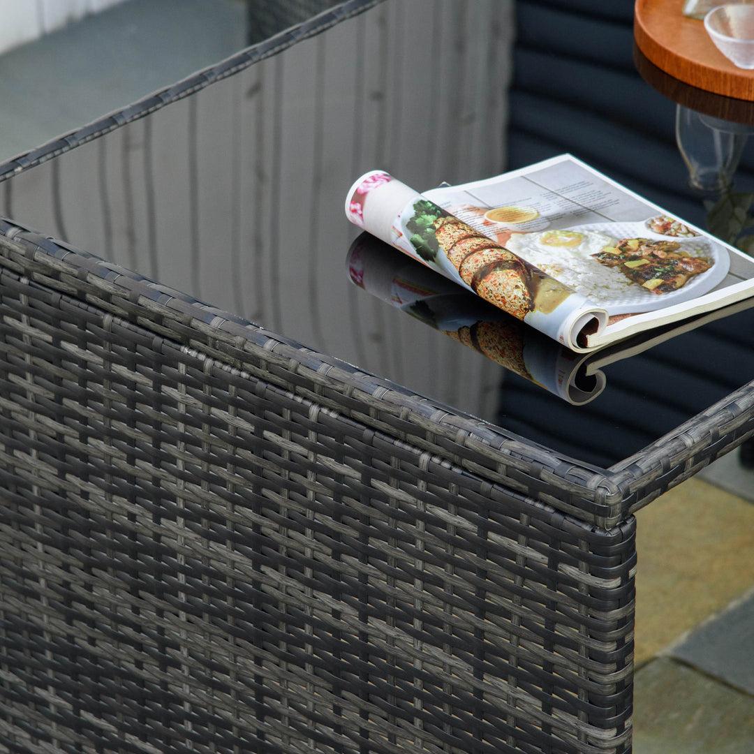 Havemøbelsæt til 4 personer, 4 stole og 1 bord, inklusive sædehynder, polyrattan, stel i rustfrit stål, grå