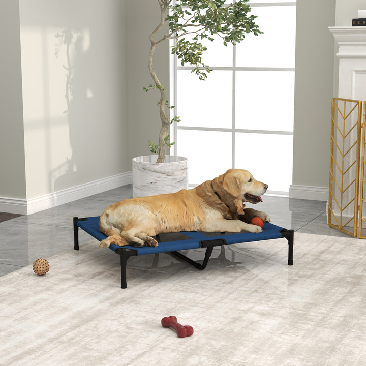 Hundeseng udendørs katteseng kæledyrsseng soveplads metal 600d oxfordstof blå 91,5 x 76,2 x 18 cm
