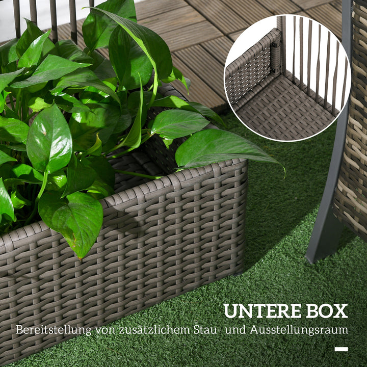 Blomsterkasse med espalier, vejrbestandig, polyrattan, 103 x 29 x 103 cm, grå