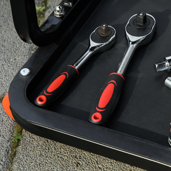 Værkstedsskammel, robust og komfortabel, 38x35x37cm, rød/sort