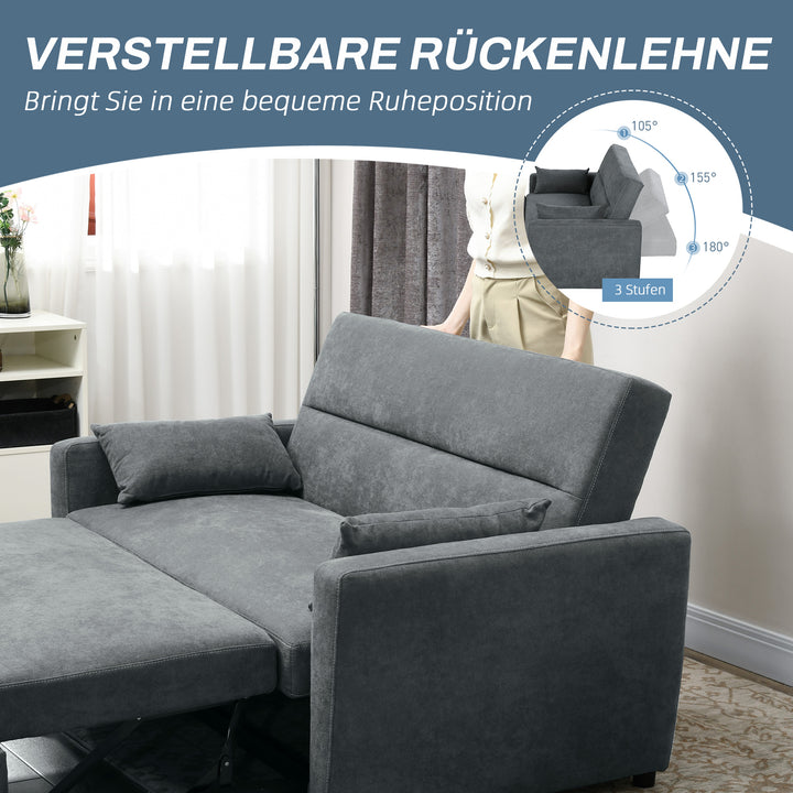 2-Personers sovesofa, udklappelig, op til 200 kg, træramme, 155 x 90 x 88,5 cm, mørkegrå