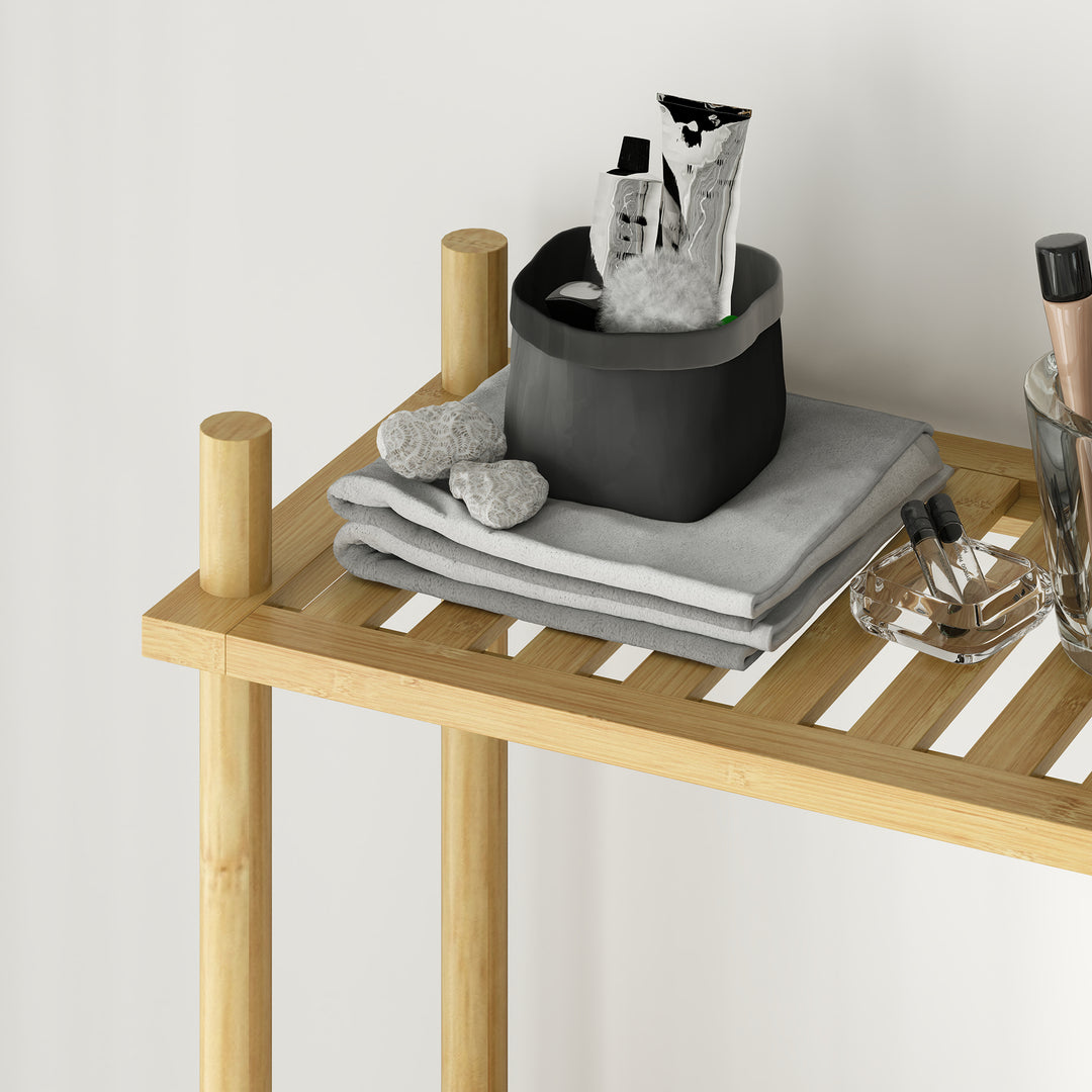 Toilethylde 3-lags badeværelseshylde, pladsbesparende naturtræ 69 x 25,5 x 181 cm