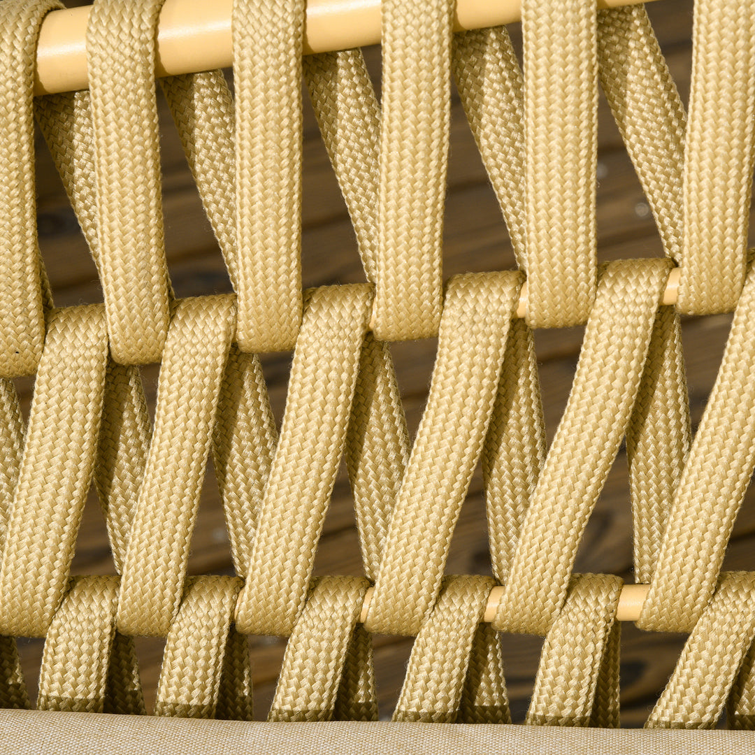 Havemøbelsæt med 4 dele, bord med glasplade, inklusive sædehynder, vejrbestandig, khaki