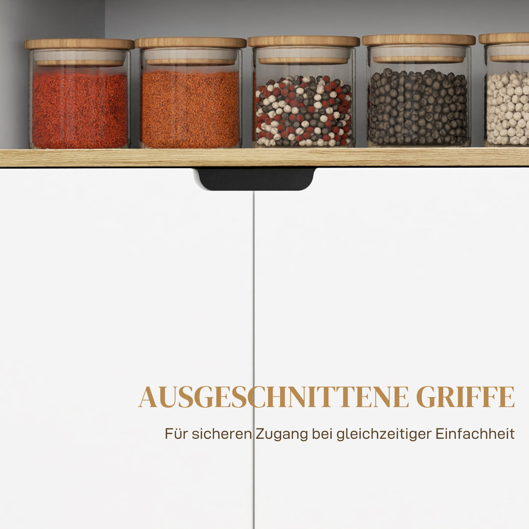 Køkkenvogn med opbevaring, skab, justerbare hylder, til køkken, stue, spisestue, hvid