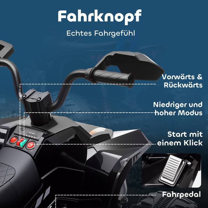 Børns elektriske ATV, 24V elektrisk køretøj med 4 hjul, forlygter, USB-port, MP3-funktion, 6,5 km/t, 3-8 år
