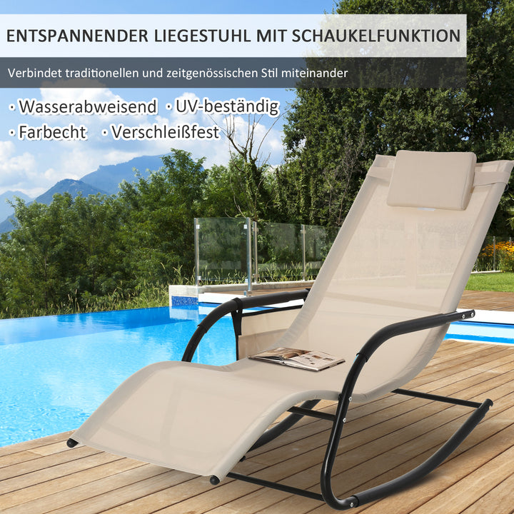 Gyngestol, gyngestol, havestol, gyngestol, metalnet, beige, 150 x 62 x 88 cm