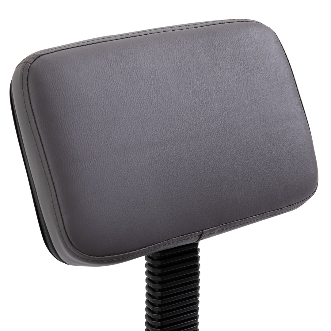 Salonskammel, højdejusterbar, ergonomisk, 360° drejelig, 5 hjul, syntetisk betræk, grå