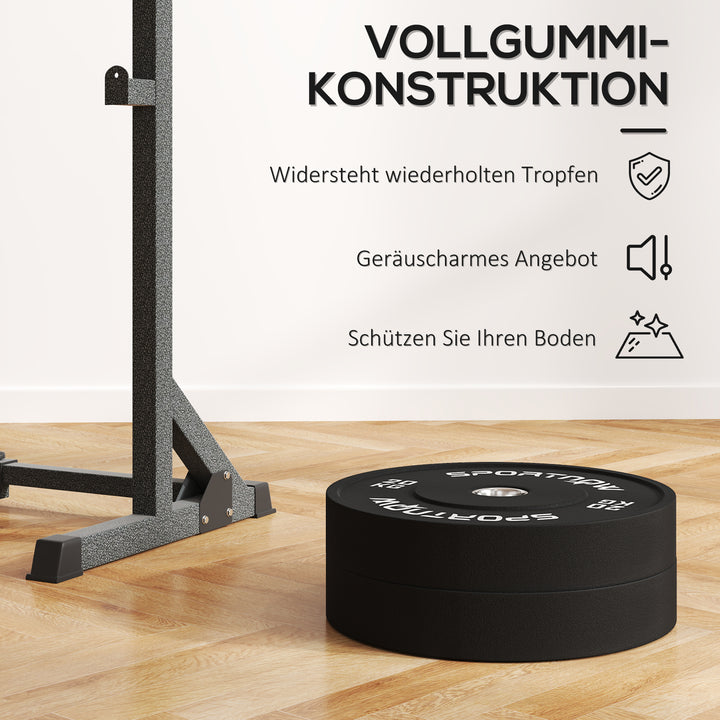 Vægtskiver, 2 x 20 kg, olympisk standard, gummi, støjsvag, sort