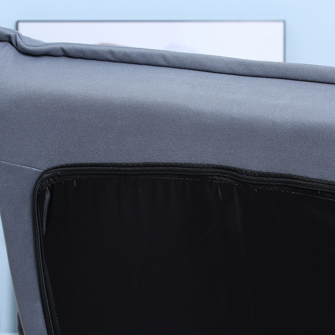 Lænestol, drejelig, vipbart ryglæn, læderlook, stålstel, grå, 62 x 70 x 95 cm