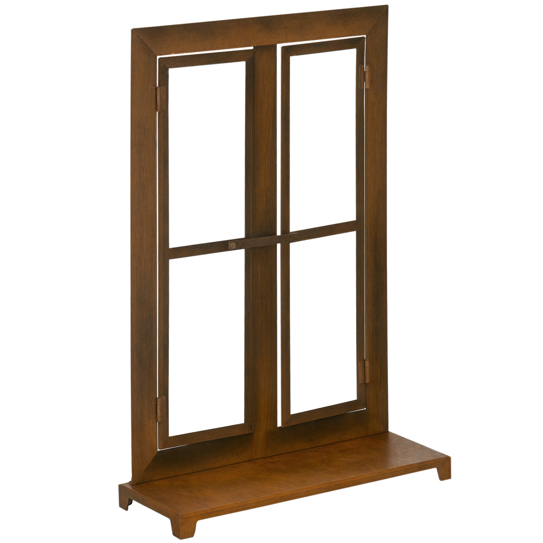 Dekorativ vinduesramme til haven, vintage design, 55 cm x 19 cm x 80 cm, metal, brun