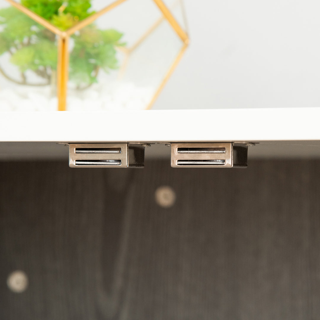 Transportkasse til mellemstore og små hunde, aflåselig træmateriale, stål, grå + hvid