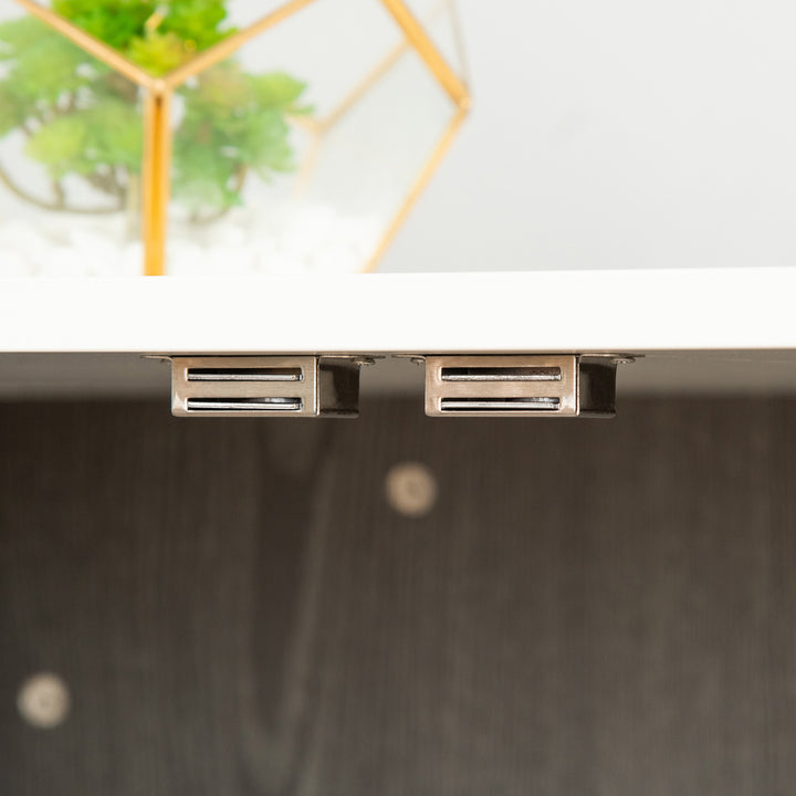 Transportkasse til mellemstore og små hunde, aflåselig træmateriale, stål, grå + hvid