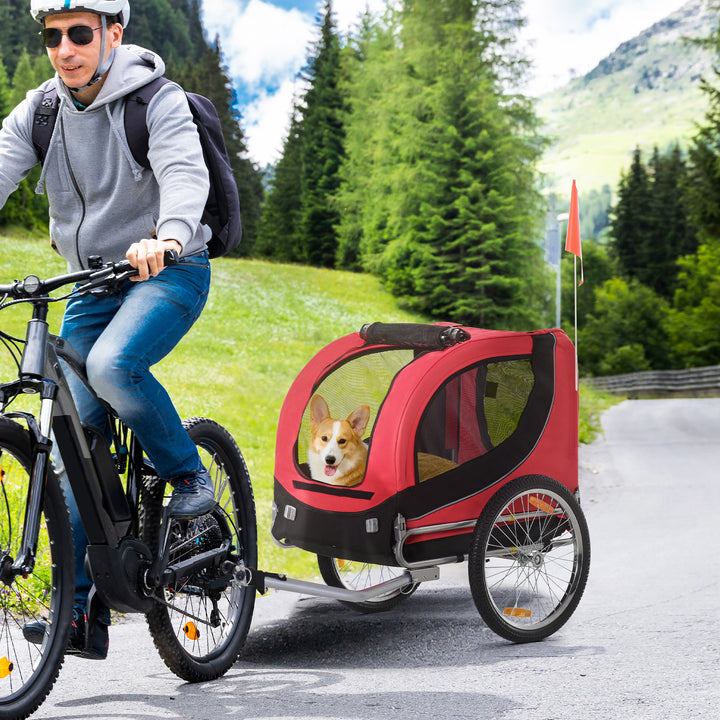 Cykeltrailer hundetrailer op til 20 kg med universalkobling stål rød+sort