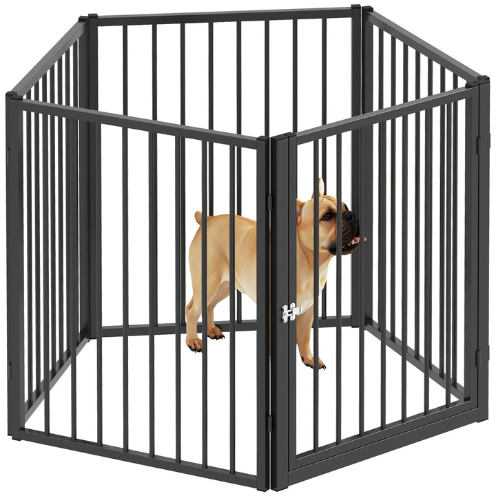 Hundepark, dyrepark, 5 paneler, bærbart foldbart hegn, sikkert, sort