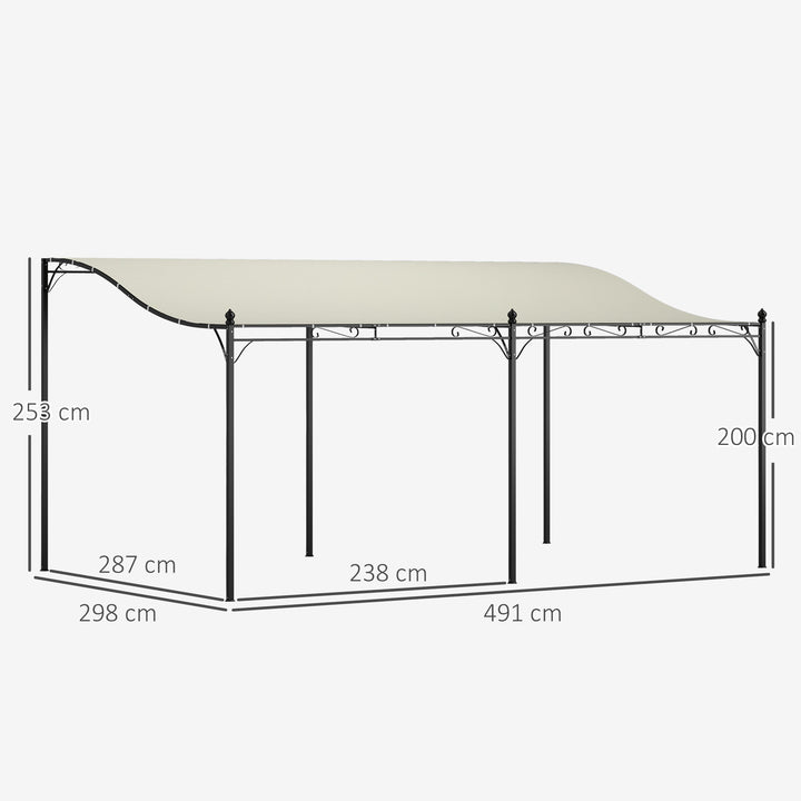 3 X 5 m pergola, fleksibelt havetag med vandtæt presenning og metalramme, skygge, cremehvid