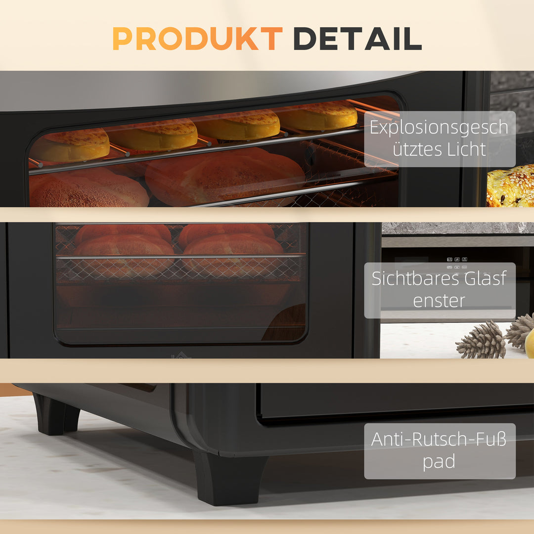 Miniovn, varmluftfrituregryde, 90-230° c, 7 programmer, tilbehør, sort