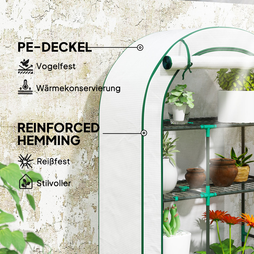 Mini drivhus 4-lags drivhus med plastpresenning bærbar rulleport 100 x 45 x 160 cm hvid
