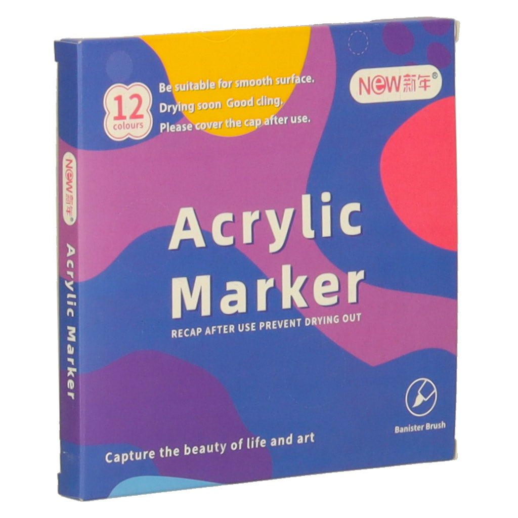 Akryl tuscher til stof, sten tuscher tuscher, vandtætte tuscher, gør-det-selv 12 stk.