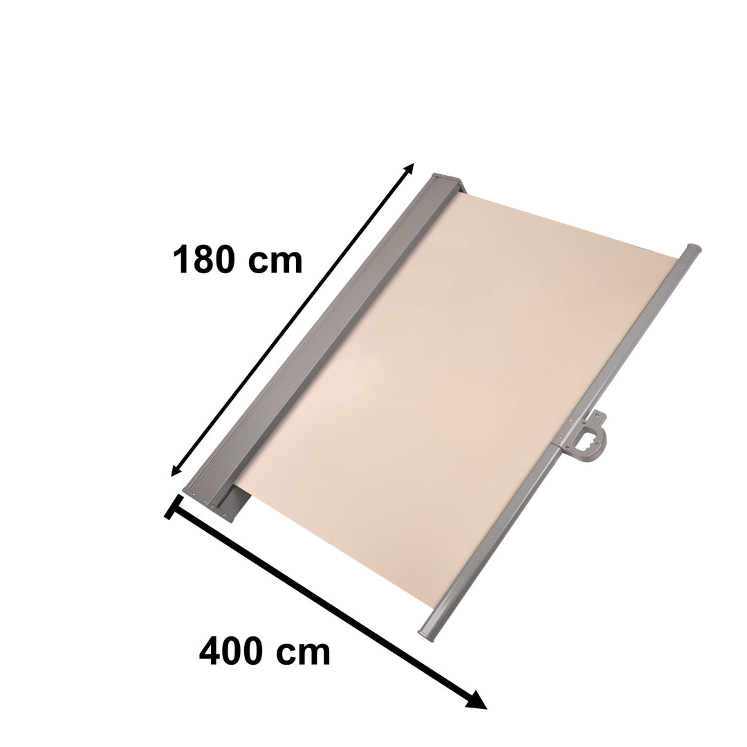 LUARO markise til sideterrasse, udtrækkelig 180 x 400 cm beige