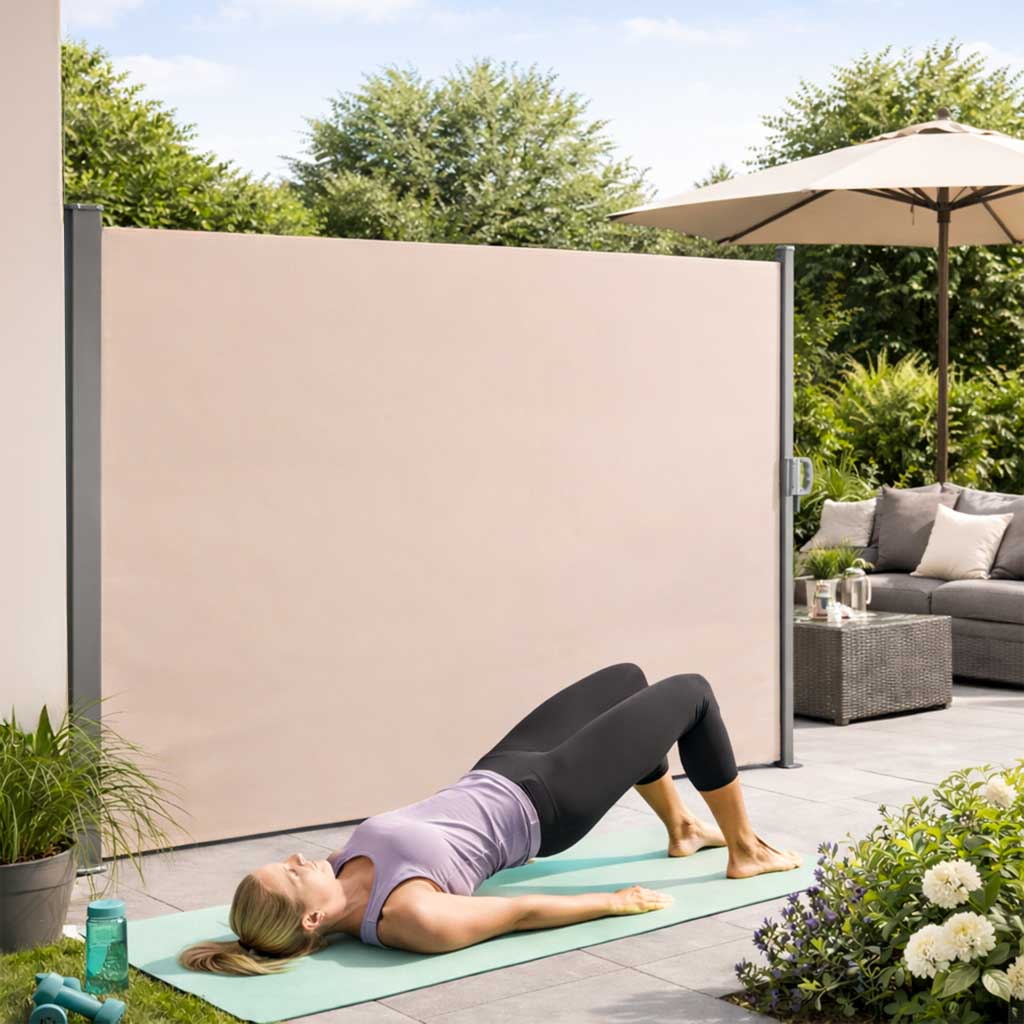 LUARO markise til sideterrasse, udtrækkelig 180 x 400 cm beige