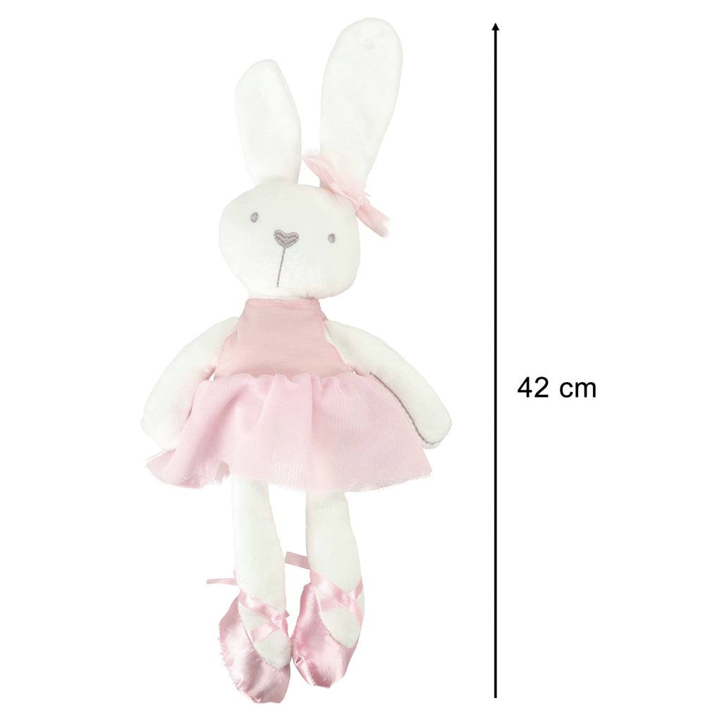Plys maskot-kanin i lyserød kjole 42 cm