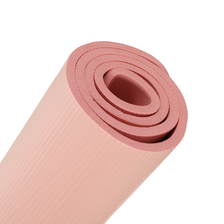 Yoga træningsmåtte gymnastik fitness træning carimata tyk 1,5 cm pink + betræk
