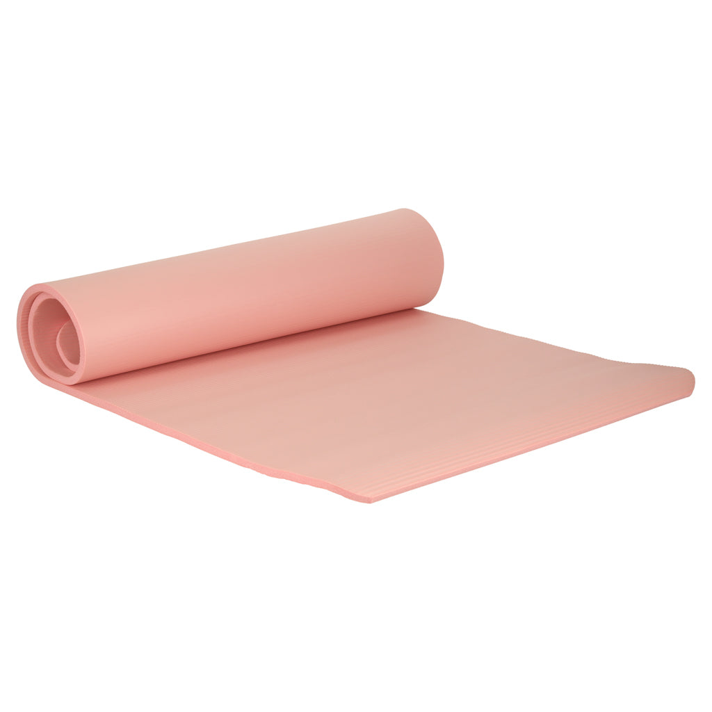Yoga træningsmåtte gymnastik fitness træning carimata tyk 1,5 cm pink + betræk