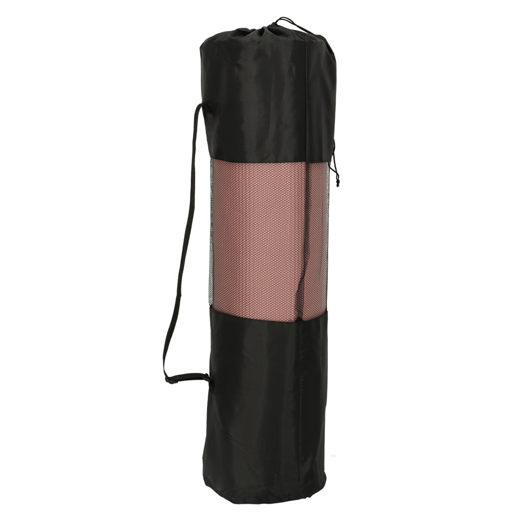 Yoga træningsmåtte gymnastik fitness træning carimata tyk 1,5 cm pink + betræk