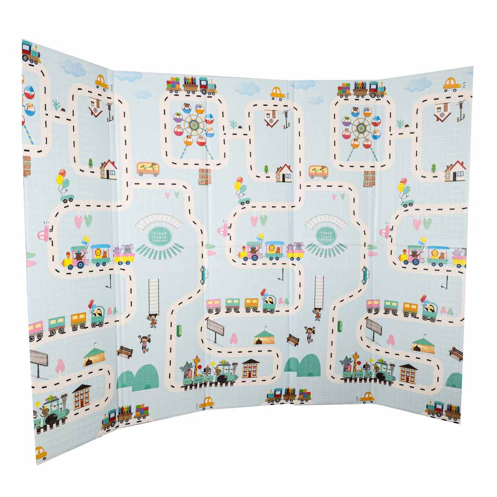 Pædagogisk skummåtte dobbeltsidet foldbar 150x200cm balloner gade