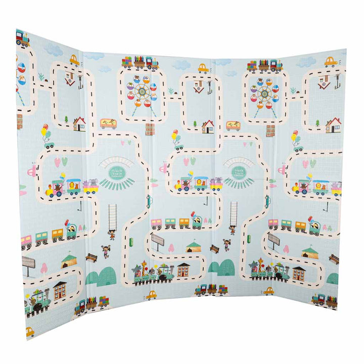 Pædagogisk skummåtte dobbeltsidet foldbar 150x200cm balloner gade